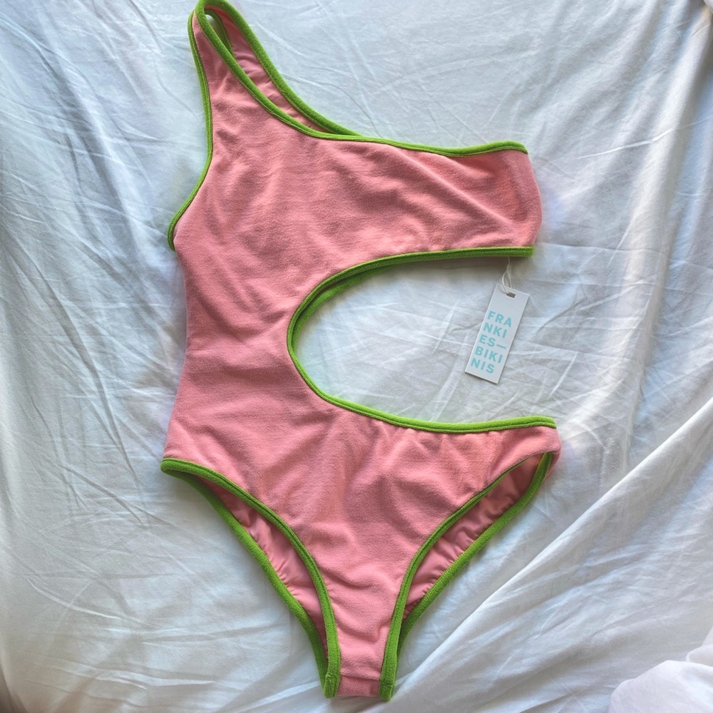 Frankie’a Bikinis Cash Terry One Piece 💗💚 So cute for summer.